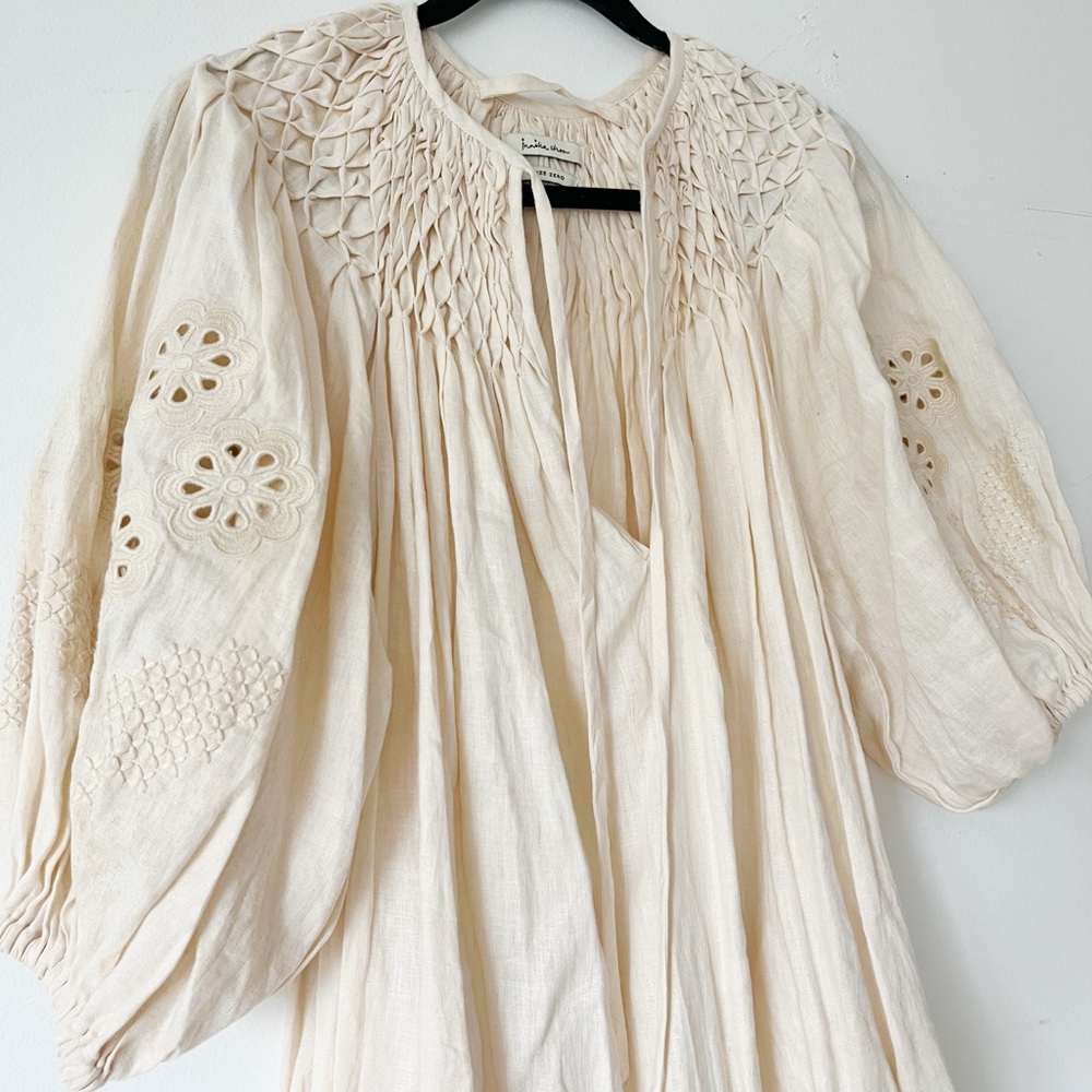 Innika Choo Hugh Jesmock Embroidered Linen Smock | Size 0